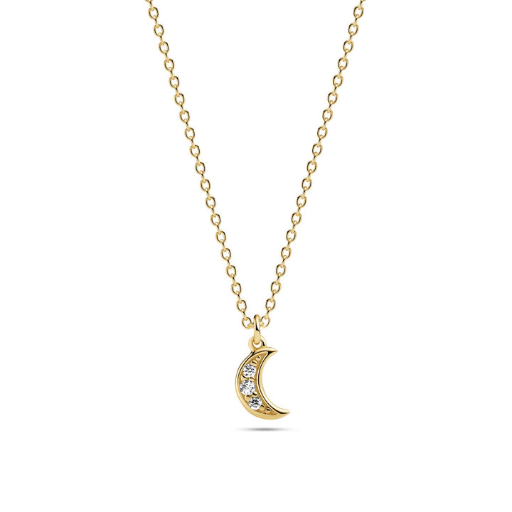 18k Gold Plated White Zirconia Luna Necklace SJ-N2707-CZ-YG