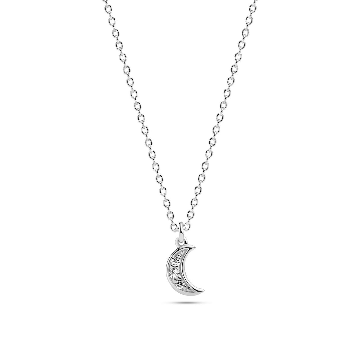 Sterling Silver White Zirconia Luna Necklace SJ-N2707-CZ