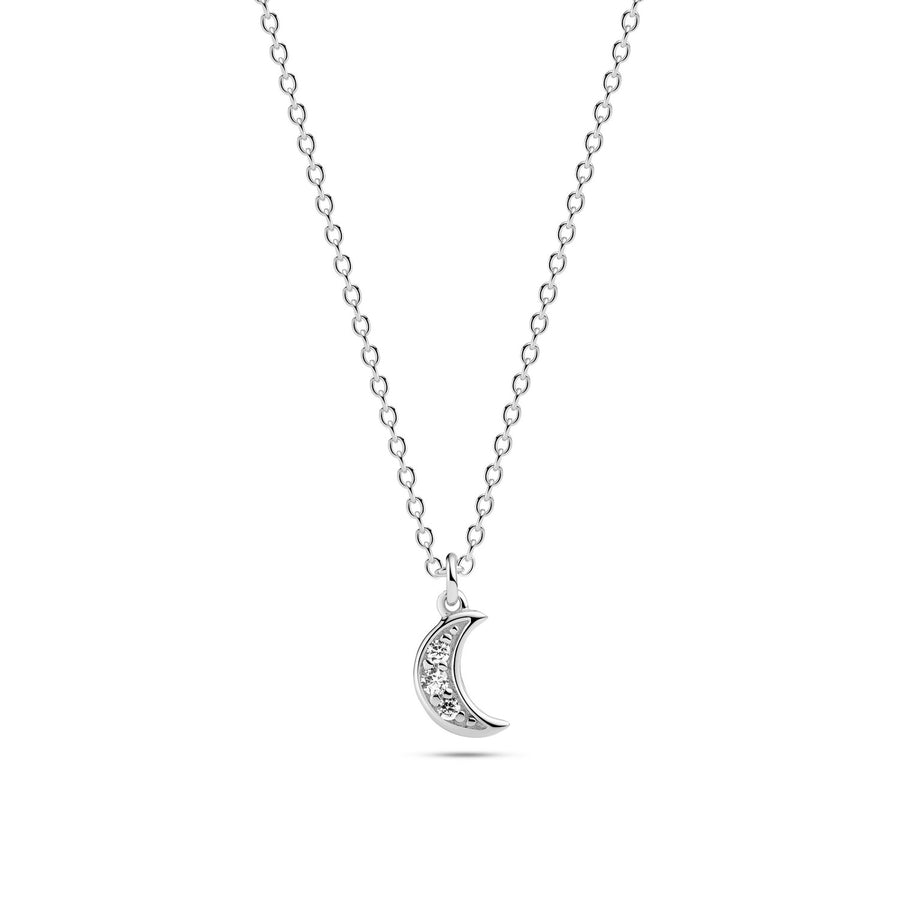 Sterling Silver White Zirconia Luna Necklace SJ-N2707-CZ
