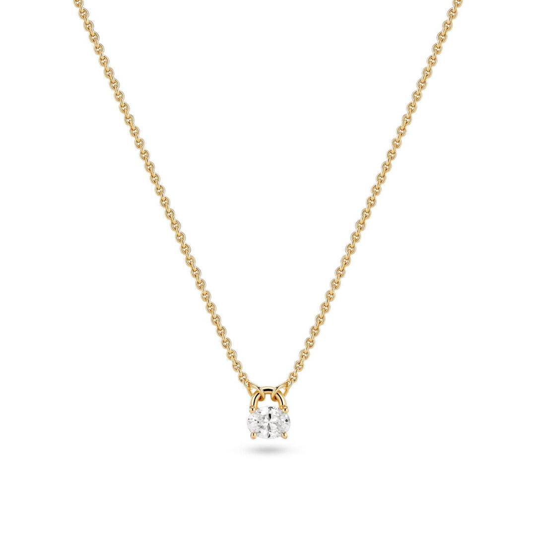 18K Gold Plated White Zirconia Ovale Necklace SJ-N2744-CZ-YG