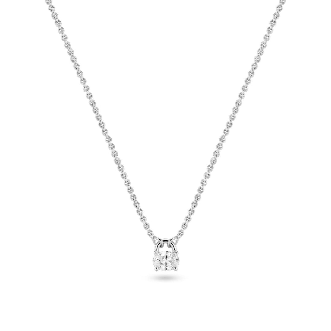 Sterling Silver White Zirconia Ovale Necklace SJ-N2744-CZ