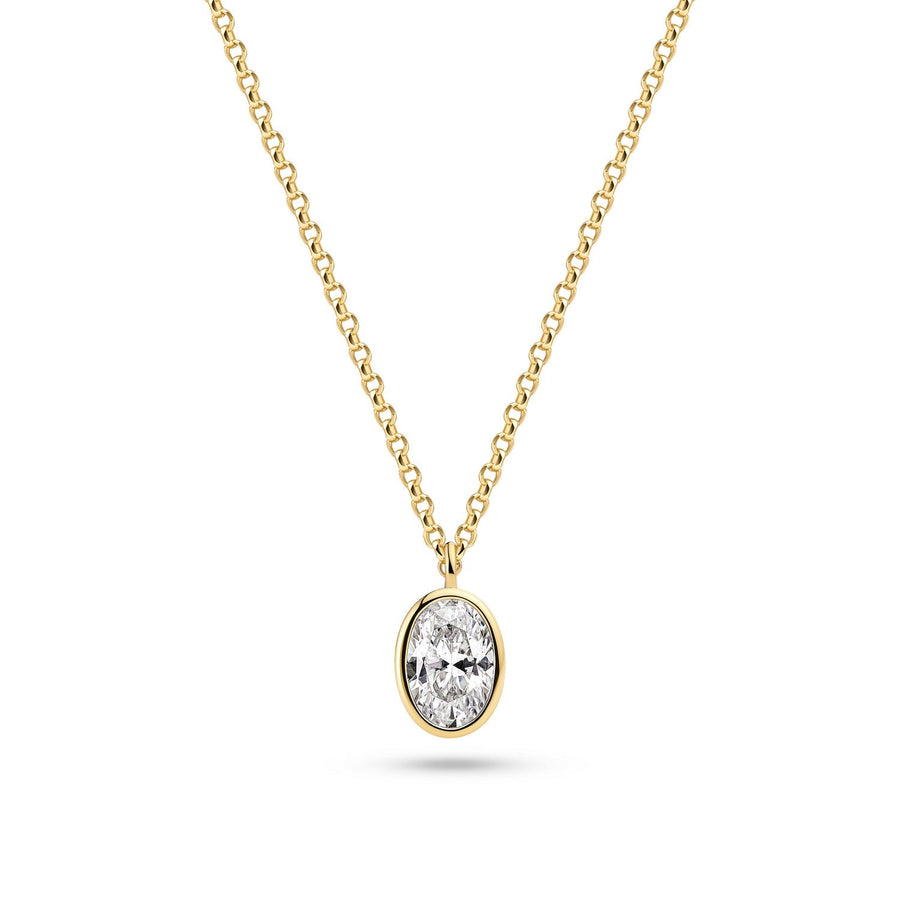 Sif Jakobs 18k Gold Plated Sardinien Ovale Necklace SJ-N2795-CZ-YG