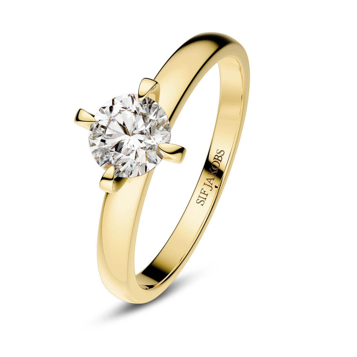 14k Yellow Gold Venice Diamond Ring SJ-R2503-WD-YG featuring a stunning 0.50 ct round brilliant cut lab-grown diamond, elegantly designed to embody luxury and sophistication. Ideal for engagements or special occasions.