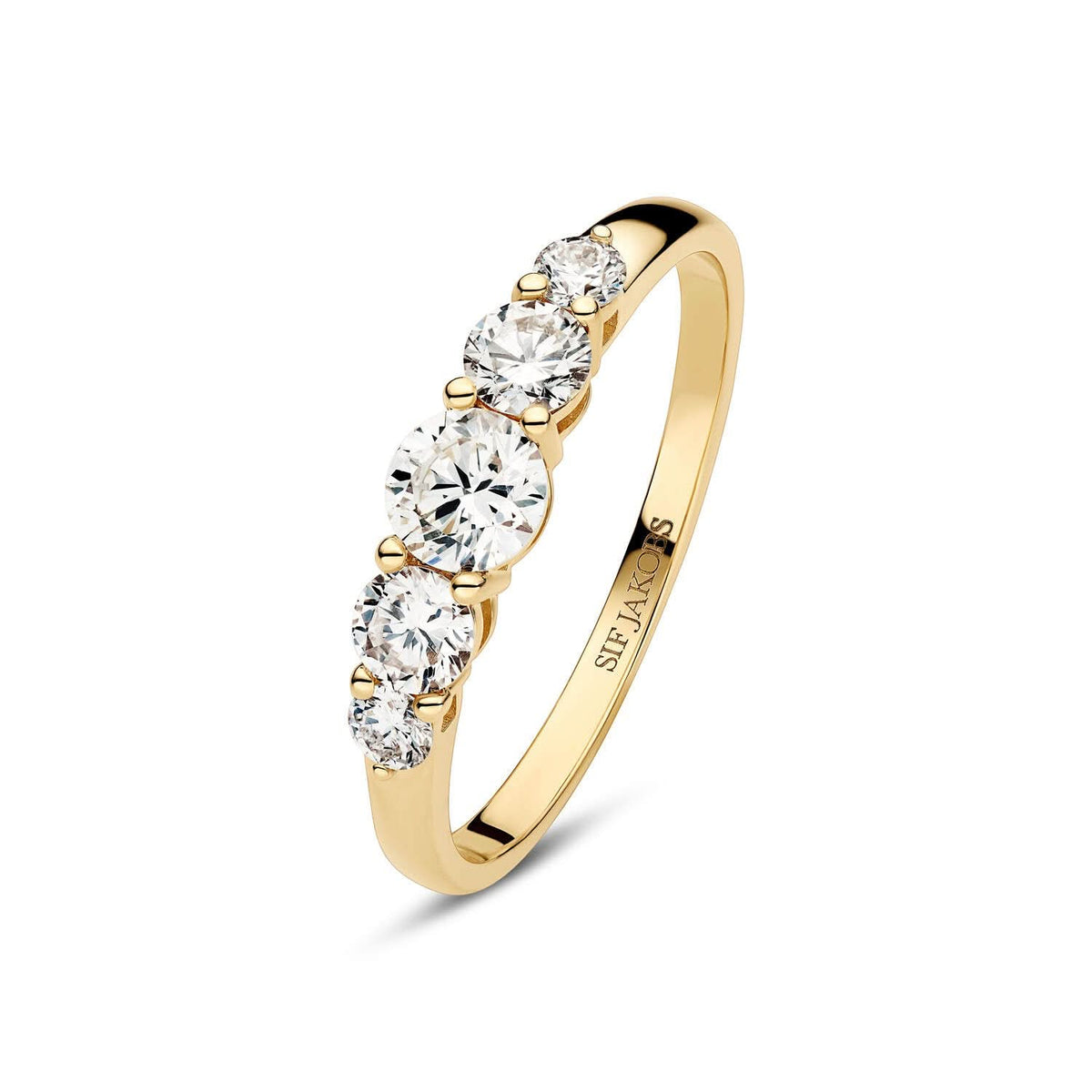 14k Yellow Gold Tiara Diamond Ring SJ-R2520-WD-YG showcasing a stunning design with multiple round brilliant cut lab-grown diamonds, perfect for luxury jewelry enthusiasts. Ideal statement ring for special occasions.