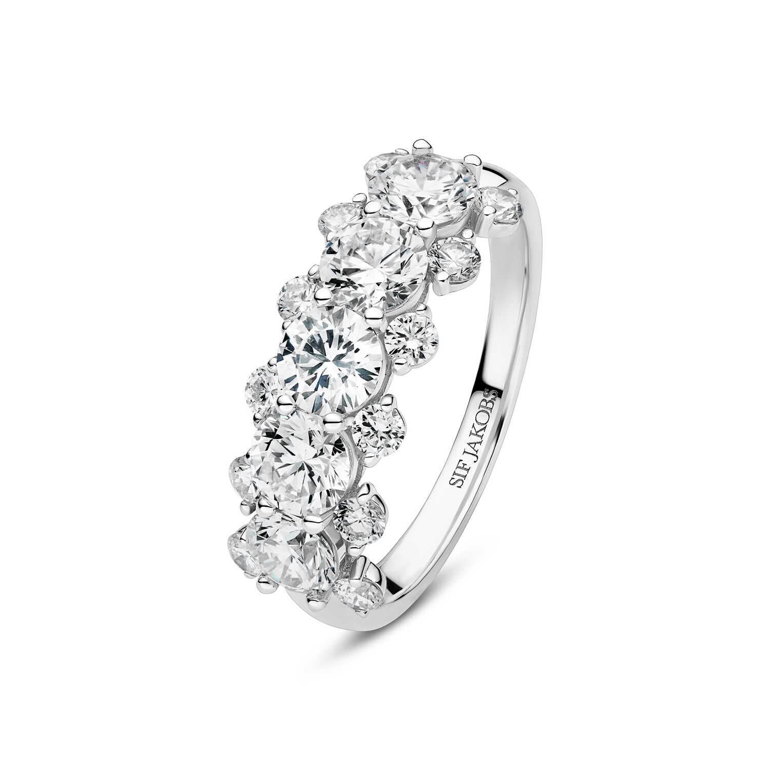 14k White Gold Fior Grande Diamond Ring SJ-R2526-WD-WG displayed beautifully, showcasing a luxurious design with 2.30 ct lab-grown diamonds, perfect for a stunning accessory or engagement ring.