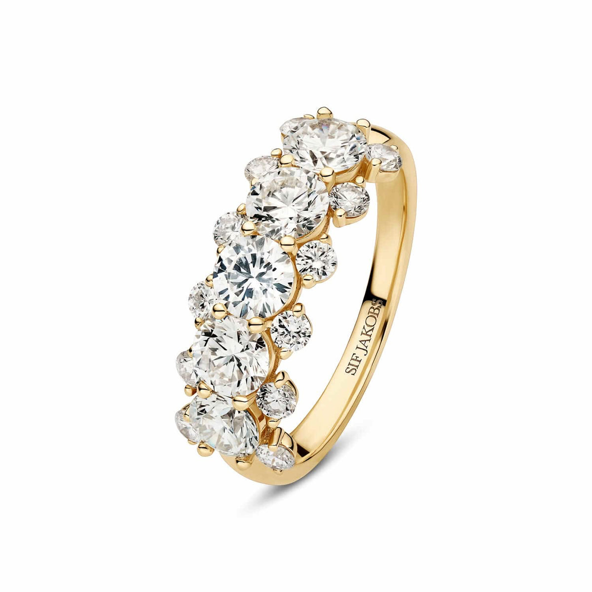 14k Yellow Gold Fior Grande Diamond Ring SJ-R2526-WD-YG featuring a luxurious design embellished with radiant 2.30 ct lab-grown diamonds, showcasing brilliance and elegance, perfect statement ring for any occasion.