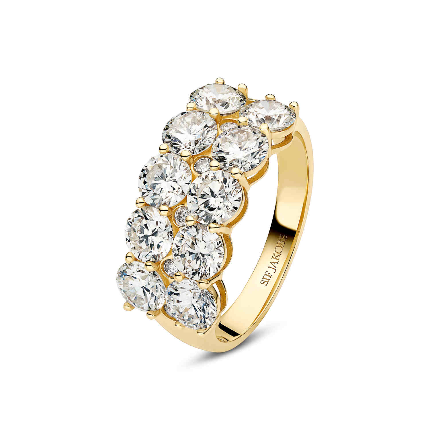 14k Yellow Gold Ariccia Diamond Ring SJ-R2531-WD-YG showcasing a stunning design with round brilliant cut lab-grown diamonds, perfect for luxurious elegance.