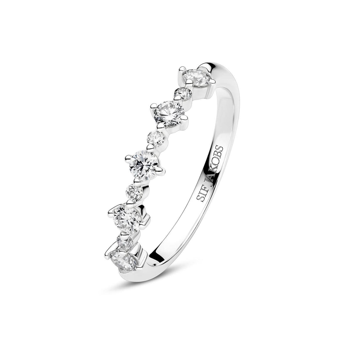 14k White Gold Brina Diamond Ring SJ-R2535-WD-WG featuring a polished design with handset diamonds, perfect for luxury jewelry collection.