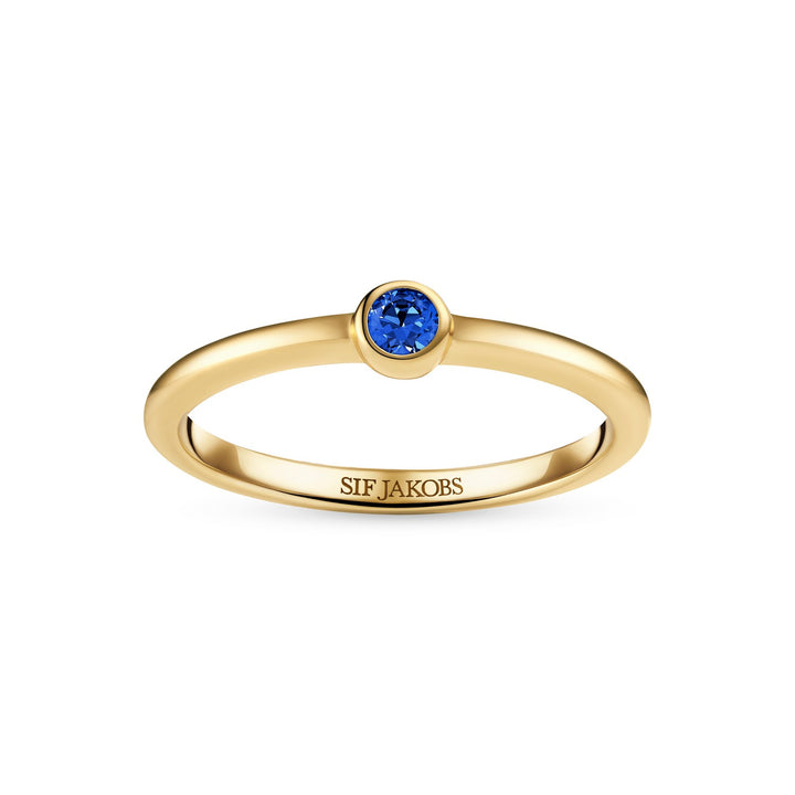 18k Gold Plated Blue Zirconia Sarzana Uno Ring SJ-R2632-BL-YG