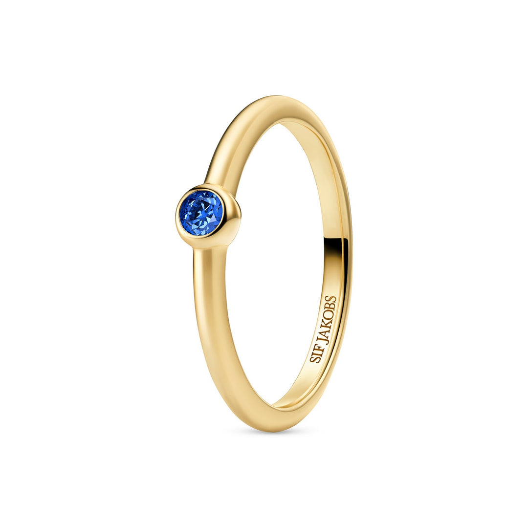 18k Gold Plated Blue Zirconia Sarzana Uno Ring SJ-R2632-BL-YG