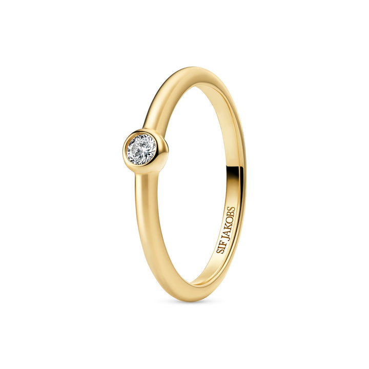 18k Gold Plated White Zirconia Sarzana Uno Ring SJ-R2632-CZ-YG