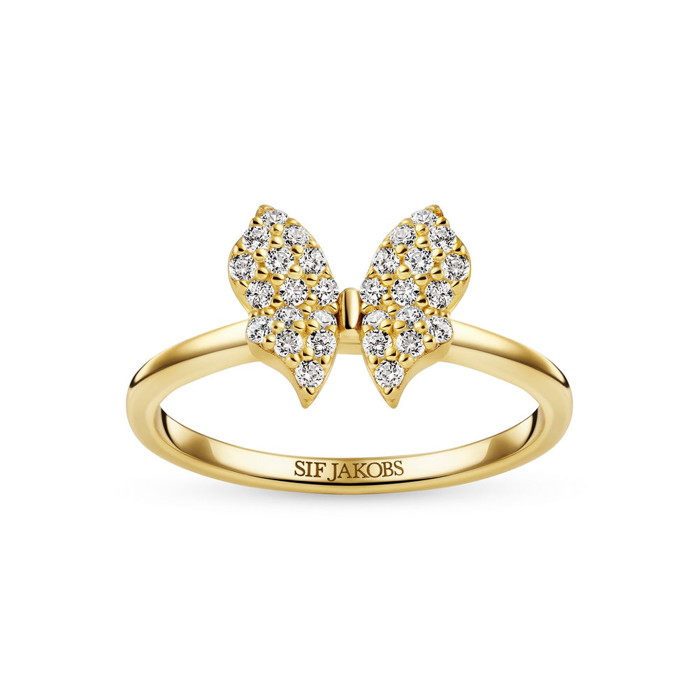 18k Gold Plated White Zirconia Farfalla Ring SJ-R2700-CZ-YG