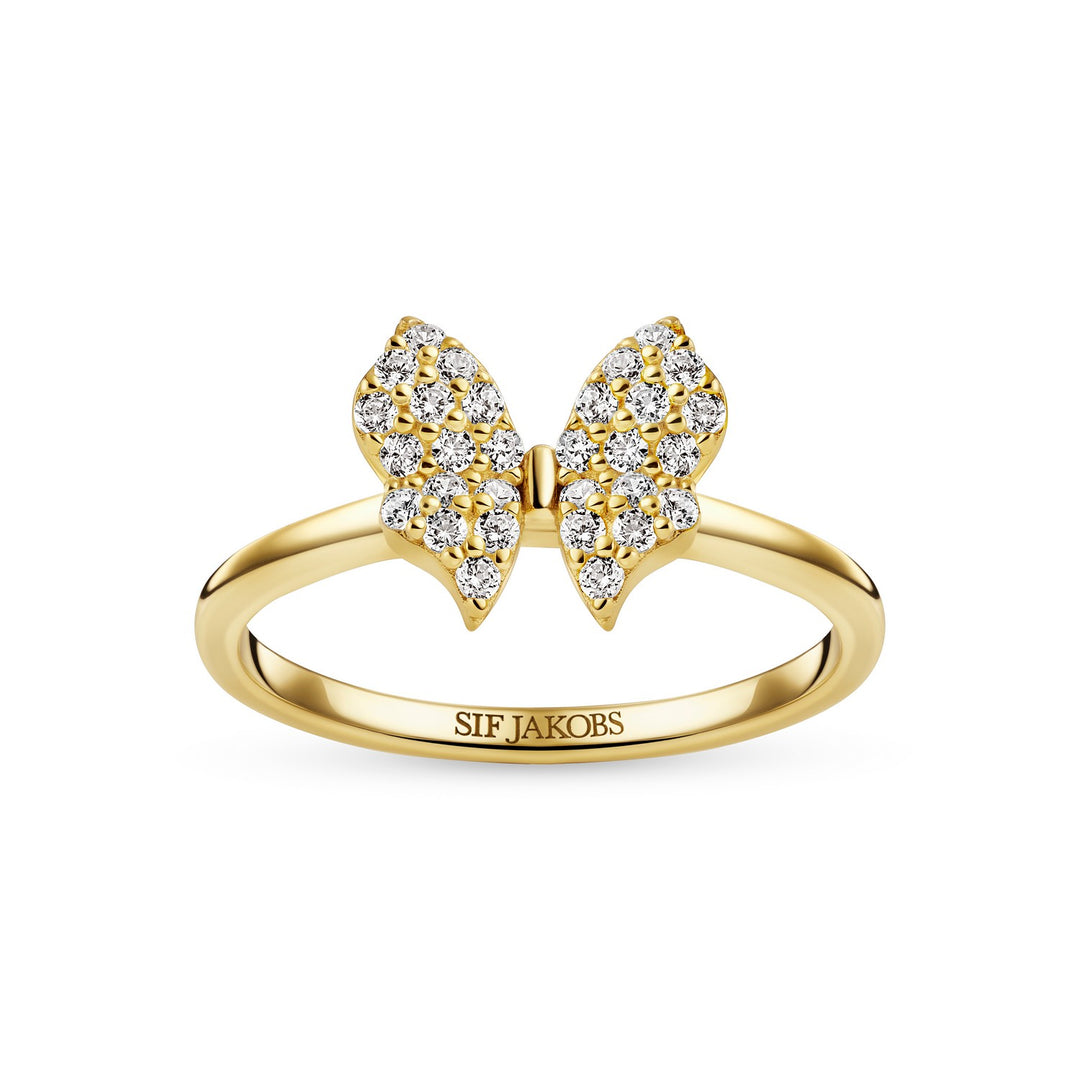 18k Gold Plated White Zirconia Farfalla Ring SJ-R2700-CZ-YG