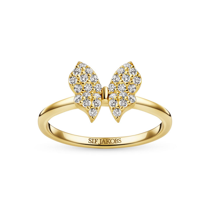18k Gold Plated White Zirconia Farfalla Ring SJ-R2700-CZ-YG