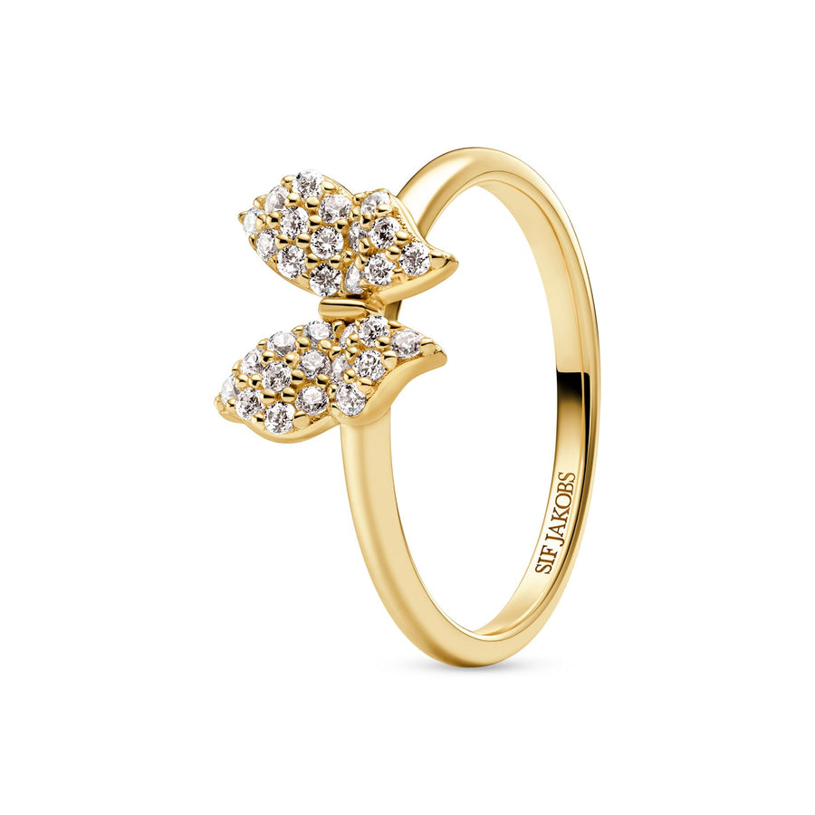 18k Gold Plated White Zirconia Farfalla Ring SJ-R2700-CZ-YG