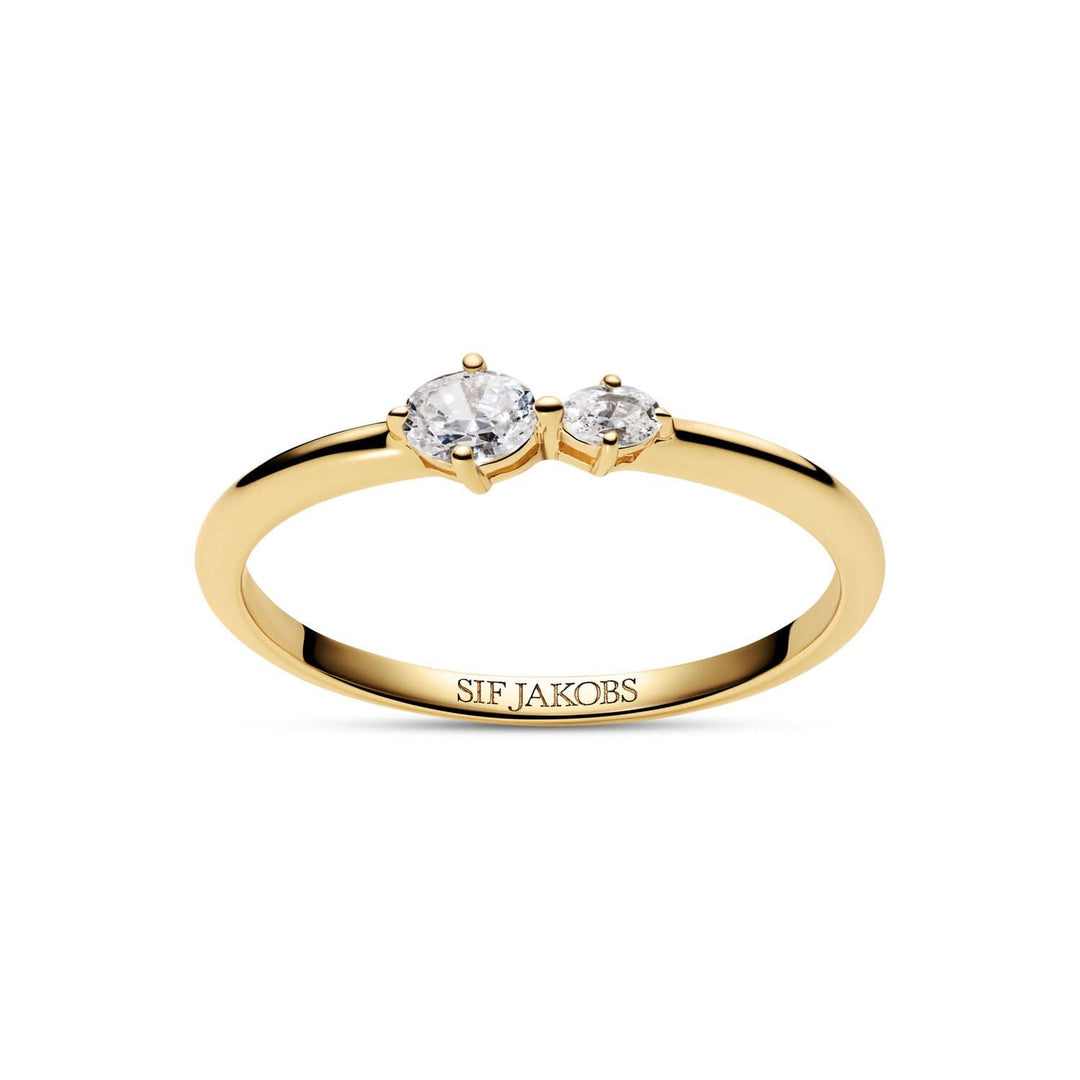 18K Gold Plated White Zirconia Ovale Due Ring SJ-R2745-CZ-YG