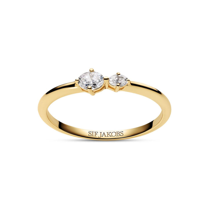 18K Gold Plated White Zirconia Ovale Due Ring SJ-R2745-CZ-YG
