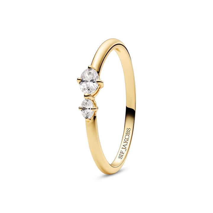 18K Gold Plated White Zirconia Ovale Due Ring SJ-R2745-CZ-YG