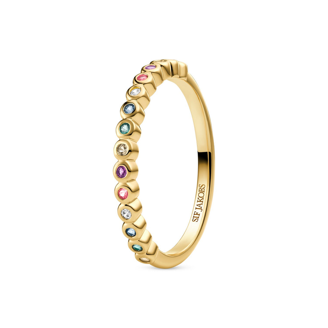 18k Gold Plated Multicoloured Zirconia Sarzana Ring SJ-R2750-XCZ-YG