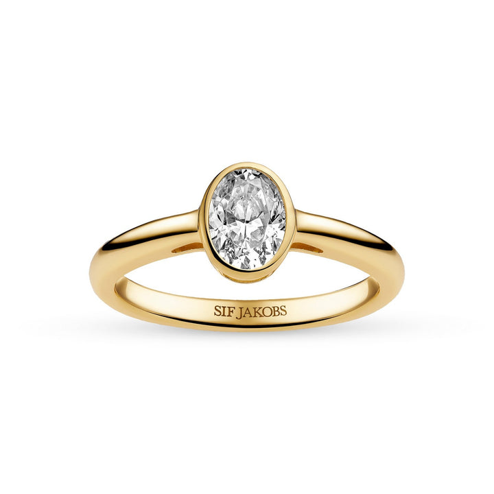 Sif Jakobs 18k Gold Plated Sardinien Ovale Piccolo Ring SJ-R2795-CZ-YG