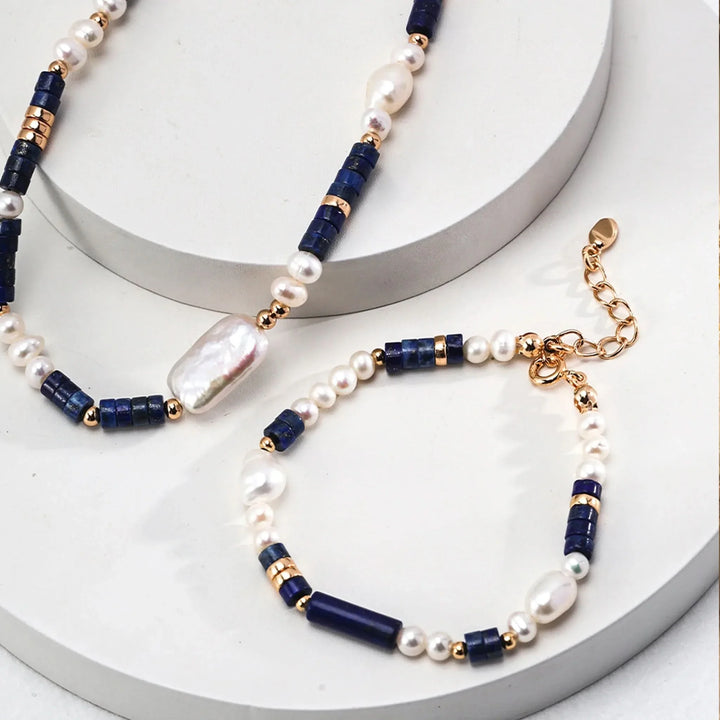 Lapis lazuli Baroque pearl bracelet