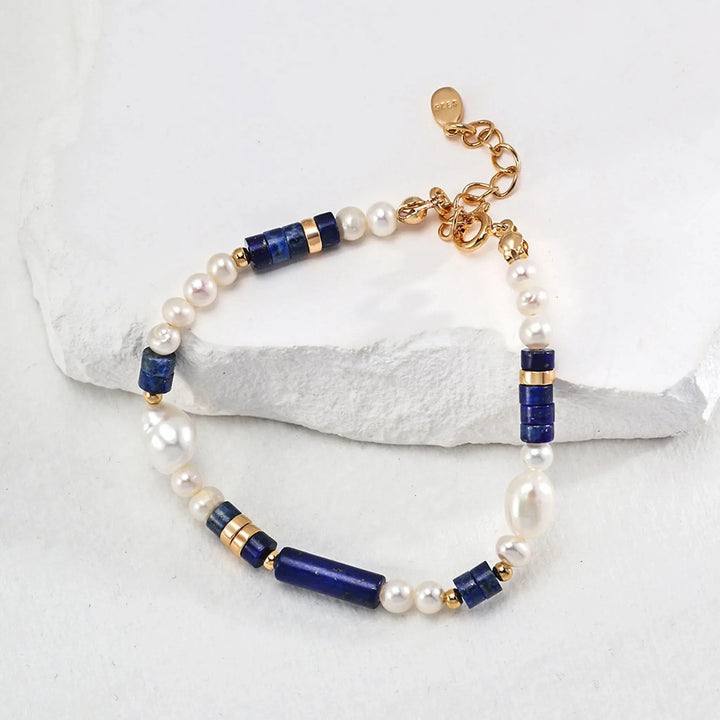 Lapis lazuli Baroque pearl bracelet