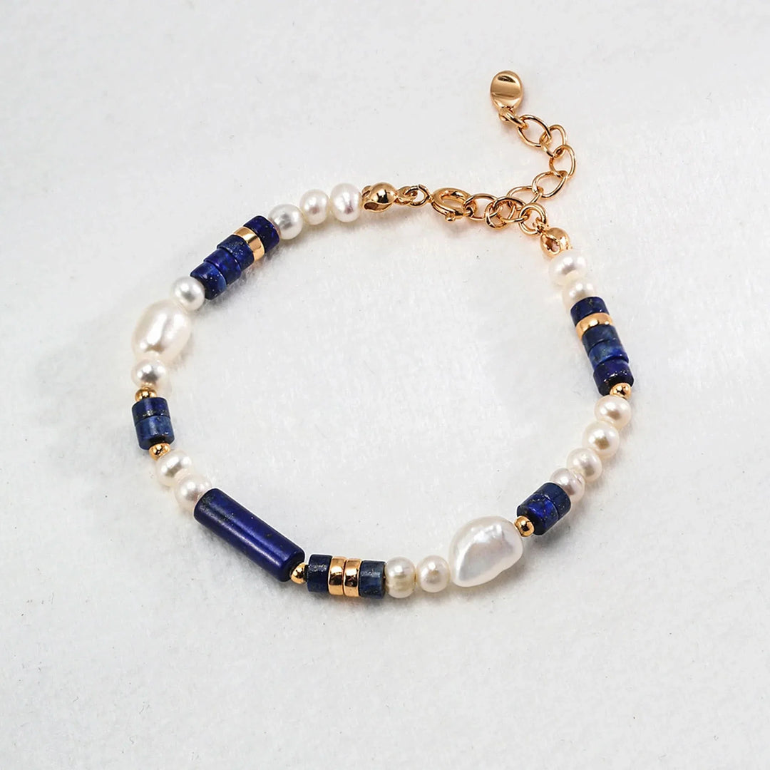 Lapis lazuli Baroque pearl bracelet