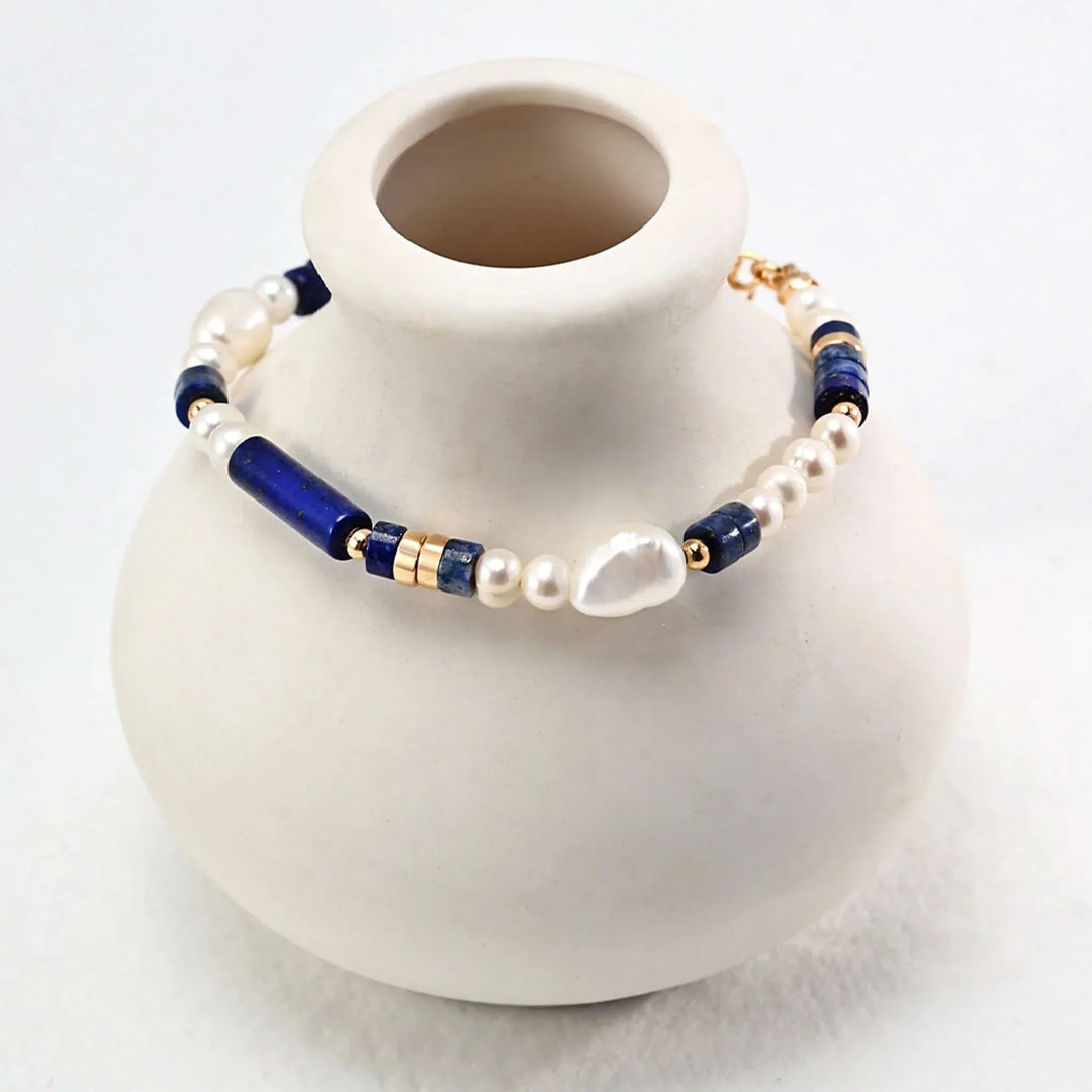 Lapis lazuli Baroque pearl bracelet