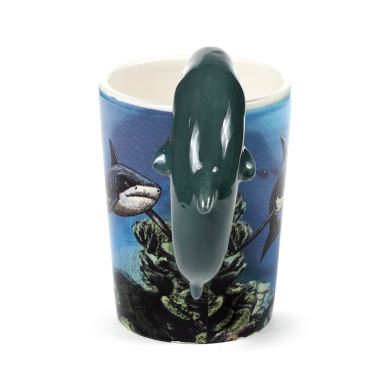 Lisa Parker Shark Decal Ceramic Shaped Handle Mug SMUG08