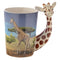 Giraffe Savannah Decal Ceramic Shaped Handle Mug SMUG22