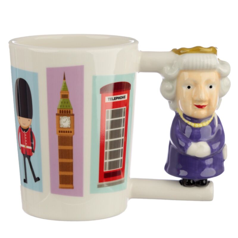London Souvenir Queen Ceramic Shaped Handle Mug SMUG323