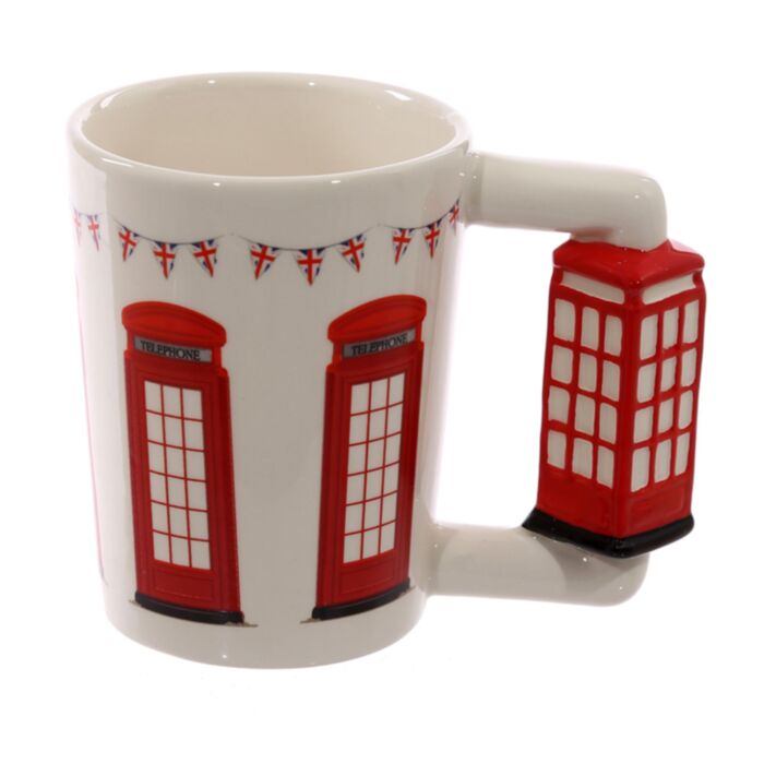London Icons Red Telephone Box Ceramic Shaped Handle Mug with Decal SMUG87
