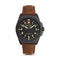 Swiss Military Hanowa watch with brown leather strap on white background