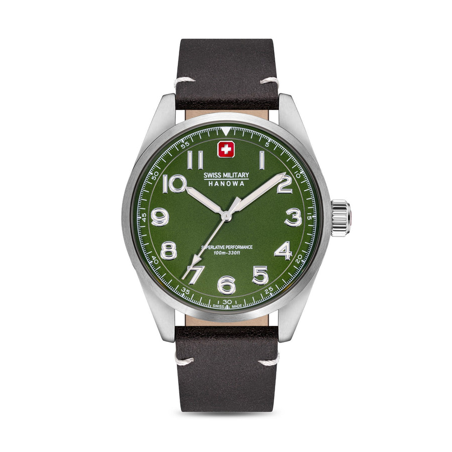 Swiss Military Falcon Black Silver Green Watch SMWGA2100404