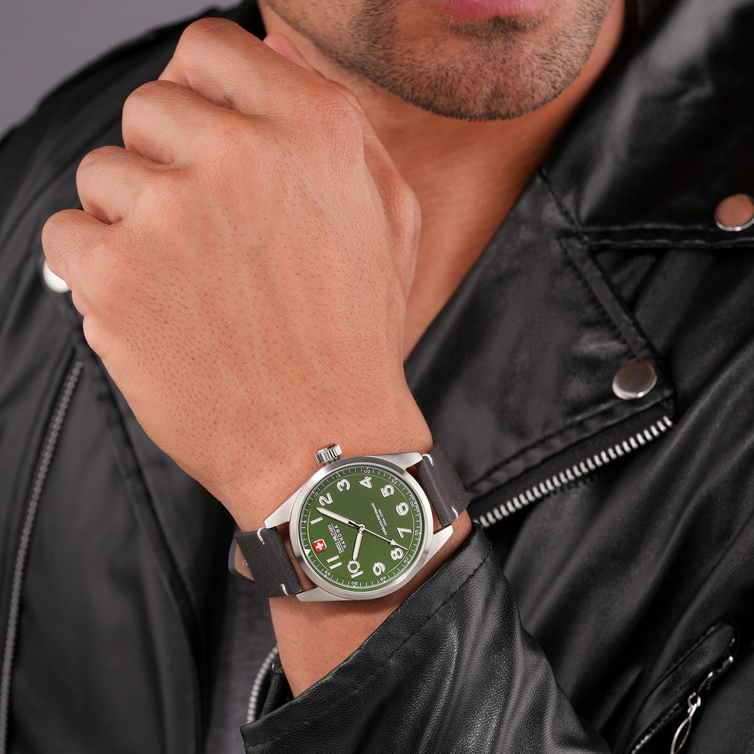 Swiss Military Falcon Black Silver Green Watch SMWGA2100404