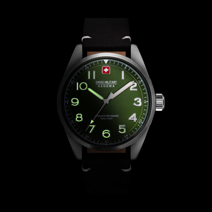 Swiss Military Falcon Black Silver Green Watch SMWGA2100404