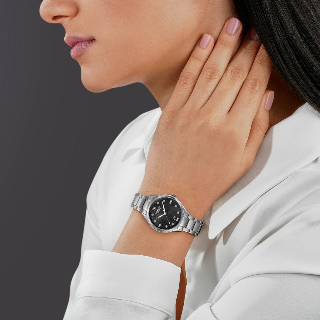 Swiss Military Manta Lady Silver Black Watch SMWLH0005303