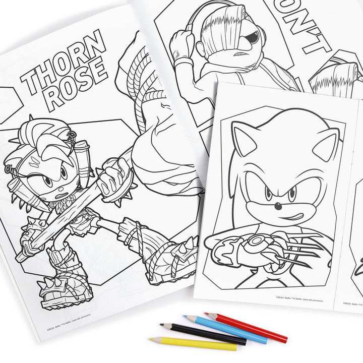 Kids Film And Cartoon 6 Piece Colouring With 2 Notebooks Pencils Sonic Set SN00015