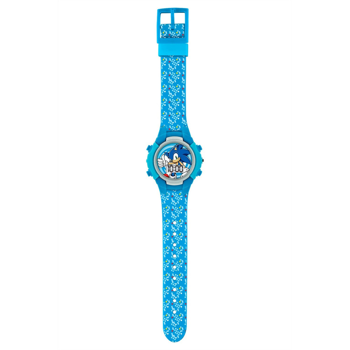 Kids Film And Cartoon Sega Sonic The Hedgehog Blue Flashing Lcd Turquoise Watch SNC4036