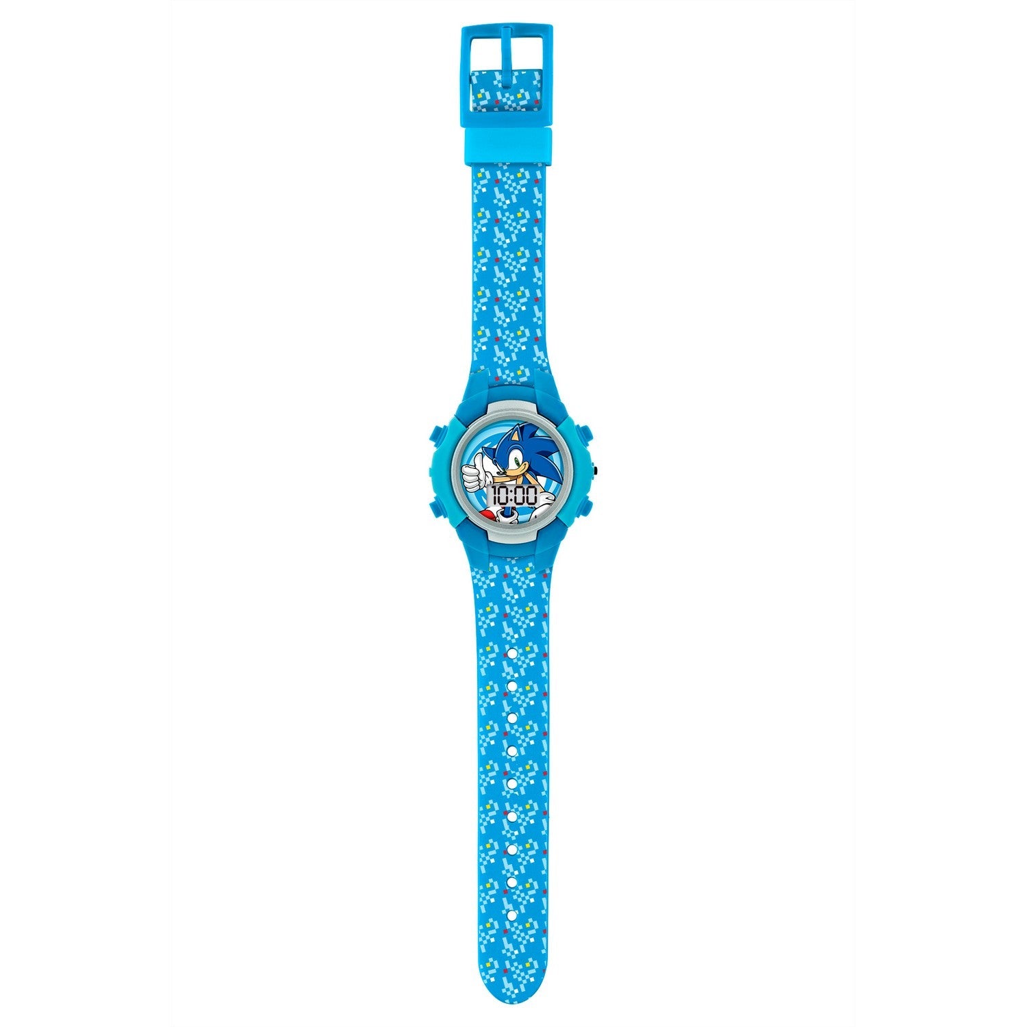 Kids Film And Cartoon Sega Sonic The Hedgehog Blue Flashing Lcd Turquoise Watch SNC4036