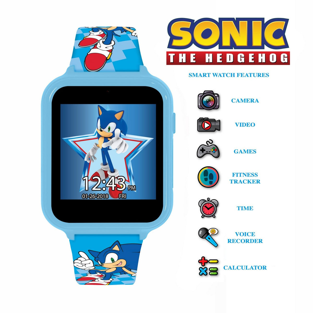 Kids Film And Cartoon Sonic The Hedgehog Printed Strap Interactive Turquoise Watch SNC4055ARG