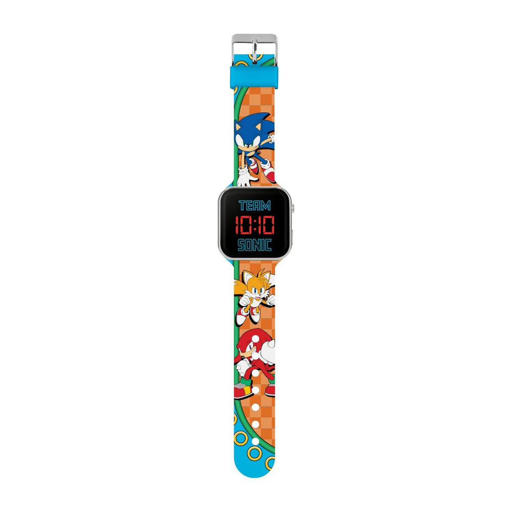 Kids Film Cartoon Sonic, Tails Knuckles Printed Strap Led Orange Watch SNC4322M
