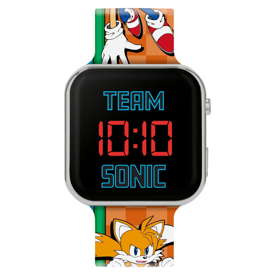 Kids Film Cartoon Sonic, Tails Knuckles Printed Strap Led Orange Watch SNC4322M
