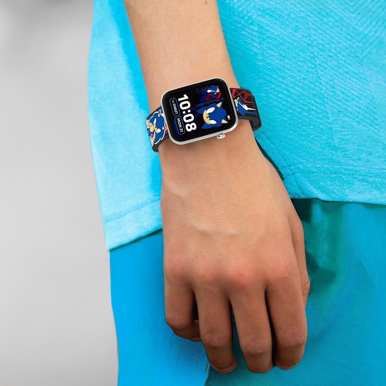Kids Film And Cartoon Sonic Printed Strap Smart Blue Watch SNC4488M
