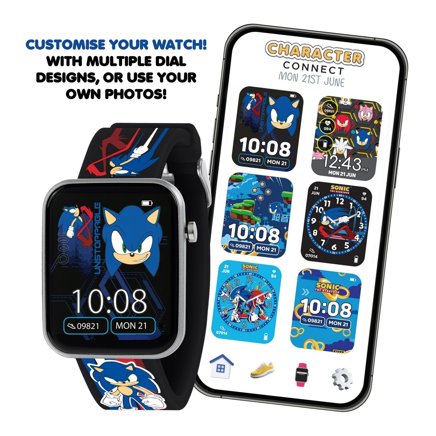Kids Film And Cartoon Sonic Printed Strap Smart Blue Watch SNC4488M