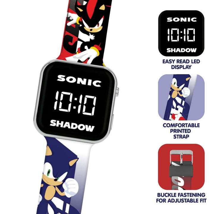Kids Film And Cartoon Sonic & Shadow Printed Led Watch SNC4500M