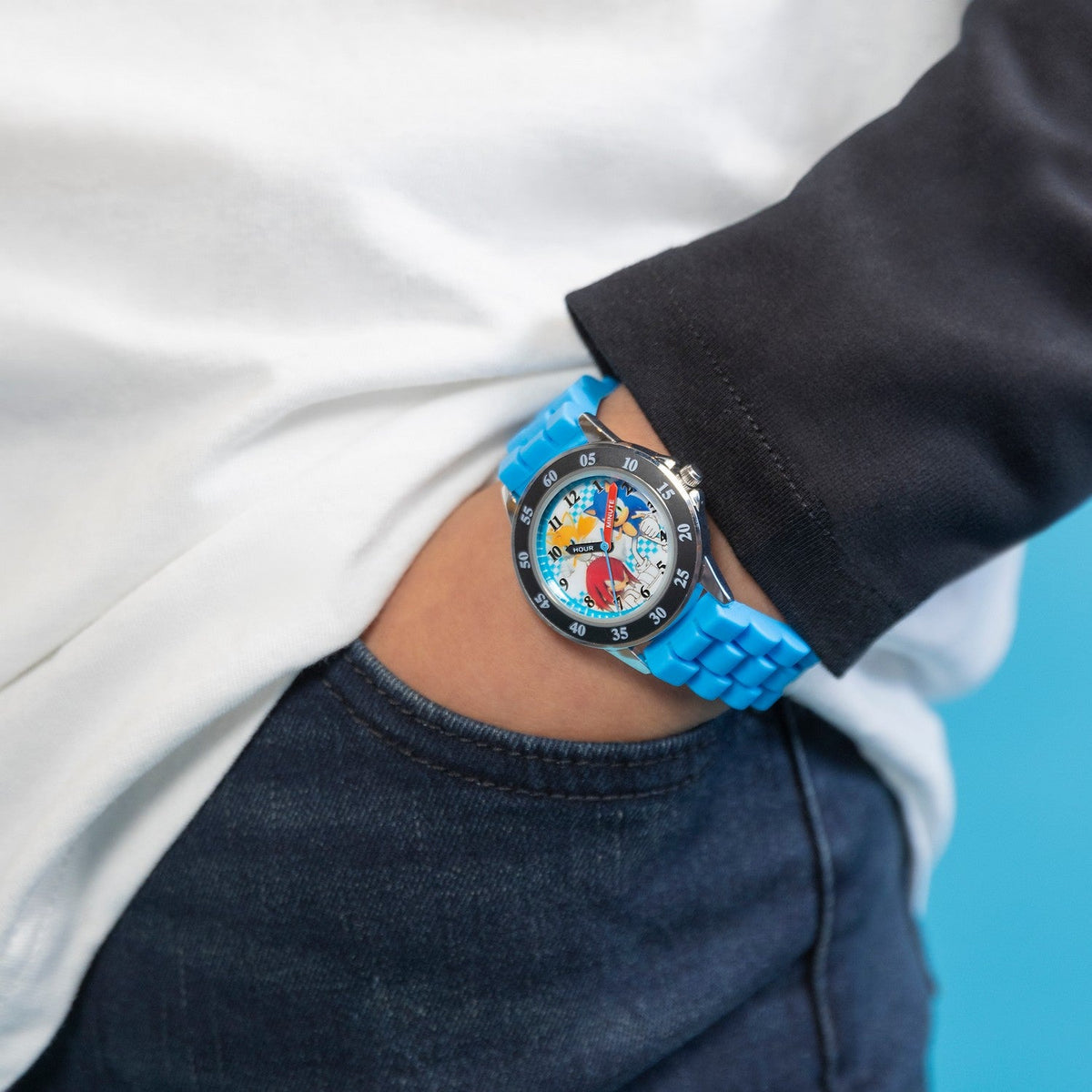 Kids Film And Cartoon Sonic The Hedgehog Time Teacher Turquoise Watch SNC9038