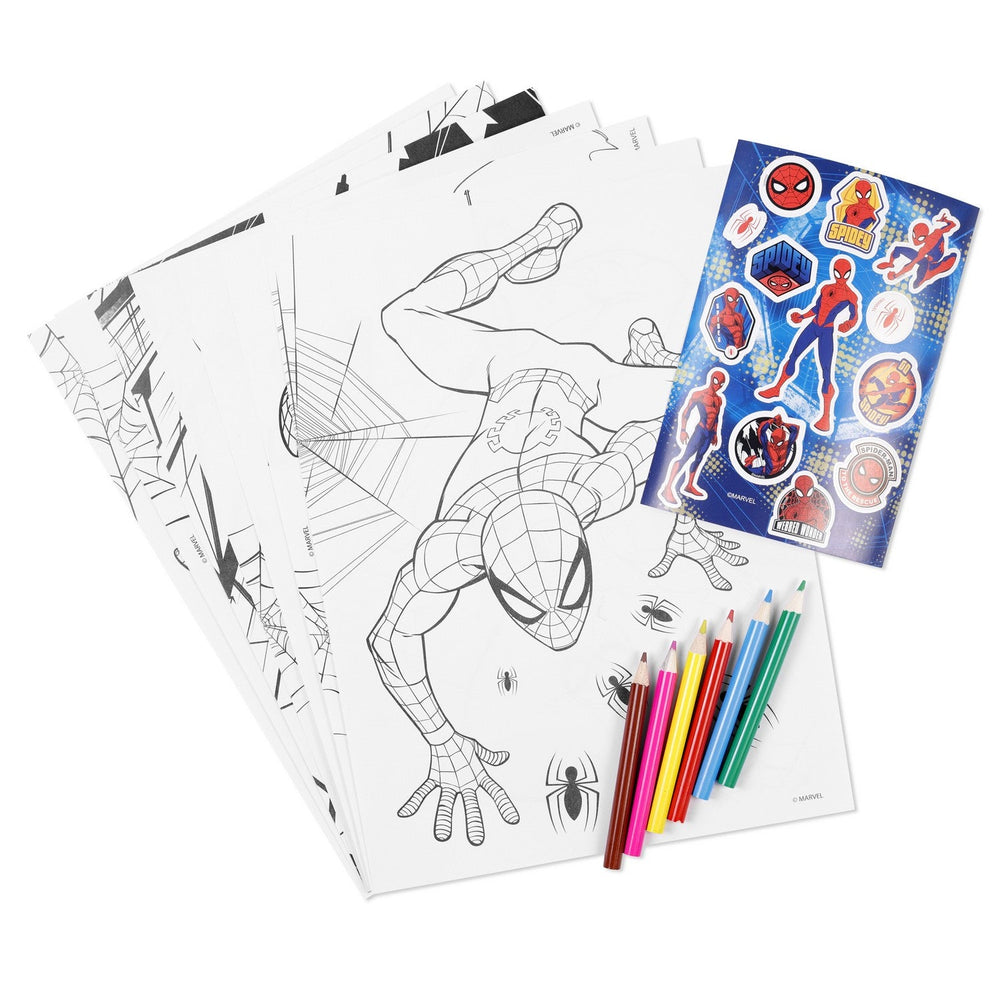 Marvel 15 Pcs Colouring Set With , Crayons And Stickers Spiderman Notebook SP50019