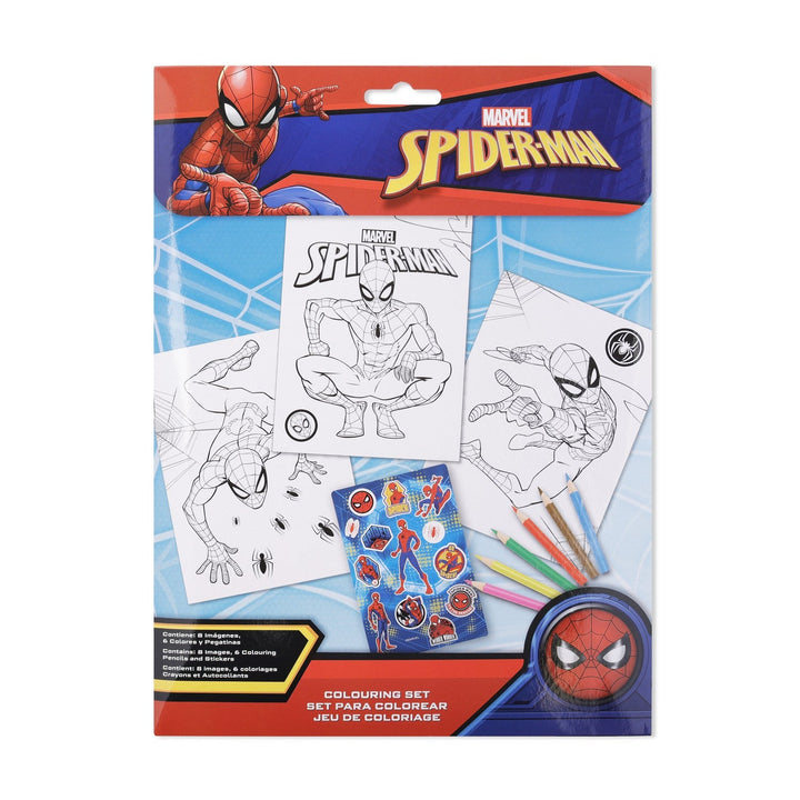 Marvel 15 Pcs Colouring Set With , Crayons And Stickers Spiderman Notebook SP50019