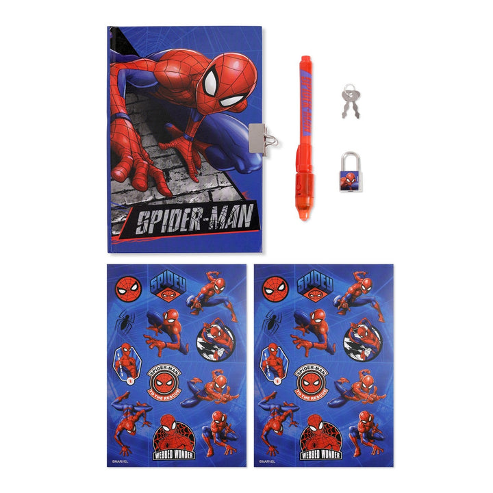 Marvel 6 Pcs Locked Diary And Magic Ink Set Spiderman Pink Pen SP50044